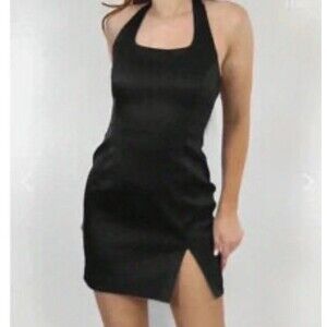 Cache Vintage Halter Little Black Dress Sz 6 Stretch Quiet Luxury Minimalist